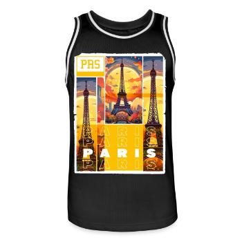 Paris, Tour Eiffel, France, Ville, Horizon, Art - Maillot de basket Homme - noir/blanc - Devant - AI Model Male 185 dark (185cm)