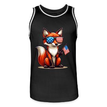 Fox America Independence Day 4th of July Funny - Men's Basketball Jersey - black/white - Front - AI Model Male 185 dark (185cm)