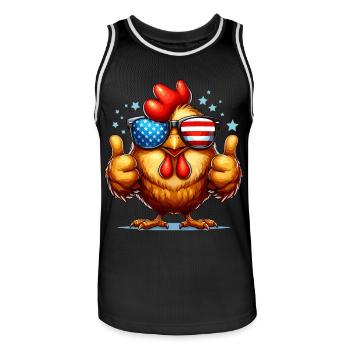 America Chicken Independence Day 4th of July Funny - Men's Basketball Jersey - black/white - Front - AI Model Male 185 dark (185cm)