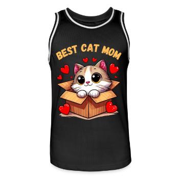 Katze Katzen Katzenmama Kätzchen Herz Mutter süß - Männer Basketball-Trikot - Schwarz/Weiß - Vorne - AI Model Male 185 dark (185cm)