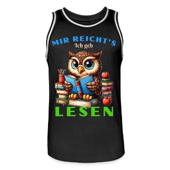 Mir reicht's Eule Eulen Uhu Buch Bücher Lesen Fun - Männer Basketball-Trikot - Schwarz/Weiß - Vorne - AI Model Male 185 dark (185cm)