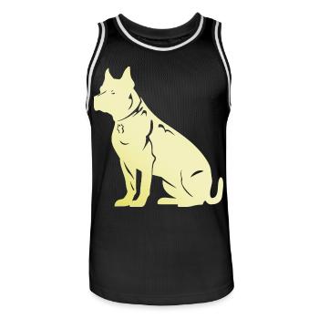 American Staffordshire Terrier Hund - Männer Basketball-Trikot - Schwarz/Weiß - Vorne - AI Model Male 185 dark (185cm)