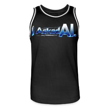 I Asked AI – The eye-catcher in the digital age - Men's Basketball Jersey - black/white - Front - AI Model Male 185 dark (185cm)