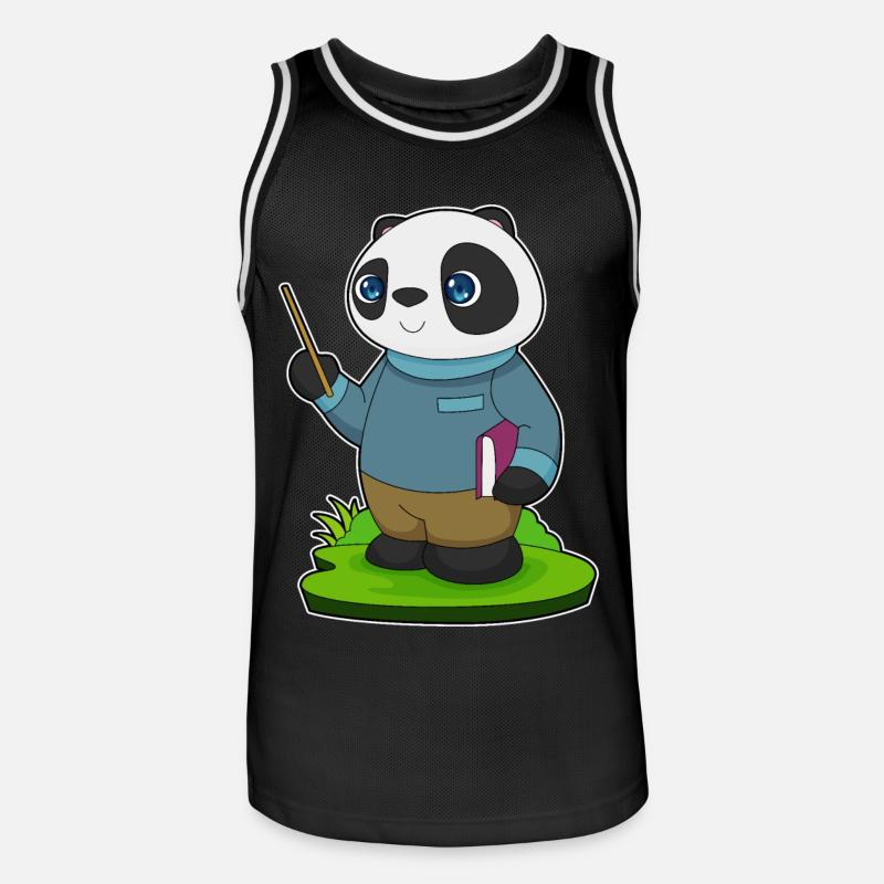 Panda Lehrer Pointer - Männer Basketball-Trikot - Schwarz/Weiß
