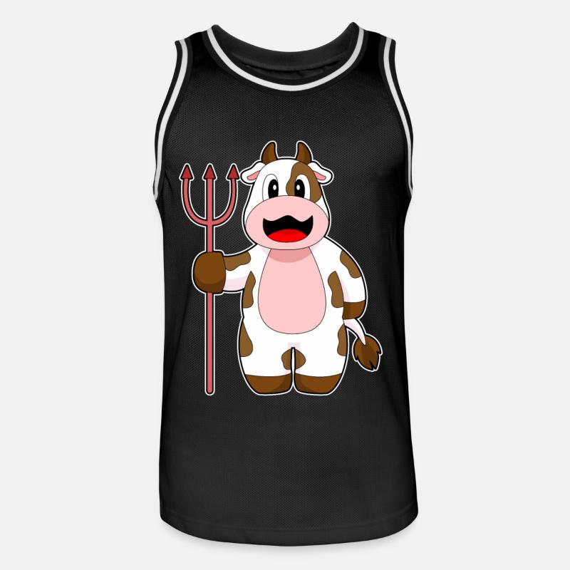 Vache Halloween Devil Trident - Maillot de basket Homme - noir/blanc
