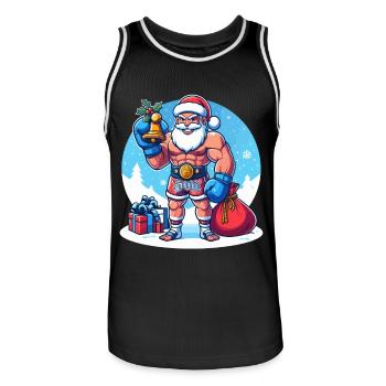 Muay Thai Noël - Maillot de basket Homme - noir/blanc - Devant - AI Model Male 185 dark (185cm)