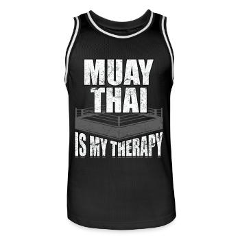 Le Muay Thai est ma thérapie - Maillot de basket Homme - noir/blanc - Devant - AI Model Male 185 dark (185cm)
