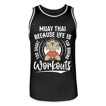 Muay Thai because life is too short for boring - Men's Basketball Jersey - black/white - Front - AI Model Male 185 dark (185cm)