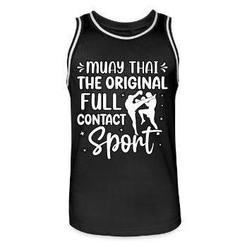 Muay Thai The Original Full Contact Sport - Men's Basketball Jersey - black/white - Front - AI Model Male 185 dark (185cm)