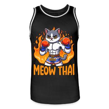 Citation amusante de chat thaïlandais Mewo - Maillot de basket Homme - noir/blanc - Devant - AI Model Male 185 dark (185cm)