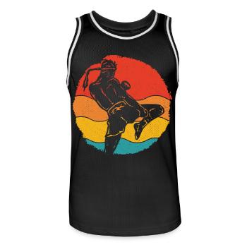 Muay Thai - Men's Basketball Jersey - black/white - Front - AI Model Male 185 dark (185cm)