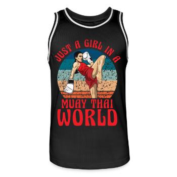 Just a Girl in a Muay Thai World - Men's Basketball Jersey - black/white - Front - AI Model Male 185 dark (185cm)