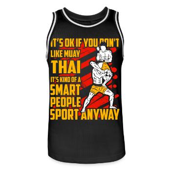 Citation amusante de Muay Thai - Maillot de basket Homme - noir/blanc - Devant - AI Model Male 185 dark (185cm)