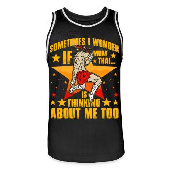 Sometimes I wonder if Muay Thai thinks about me to - Men's Basketball Jersey - black/white - Front - AI Model Male 185 dark (185cm)