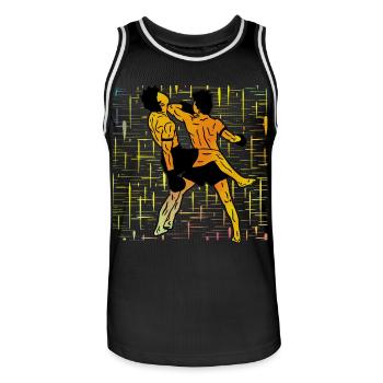 Muay Thaï - Maillot de basket Homme - noir/blanc - Devant - AI Model Male 185 dark (185cm)