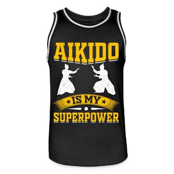 L’aïkido est mon superpouvoir - Maillot de basket Homme - noir/blanc - Devant - AI Model Male 185 dark (185cm)