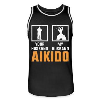 Aikido Ehemann - Männer Basketball-Trikot - Schwarz/Weiß - Vorne - AI Model Male 185 dark (185cm)