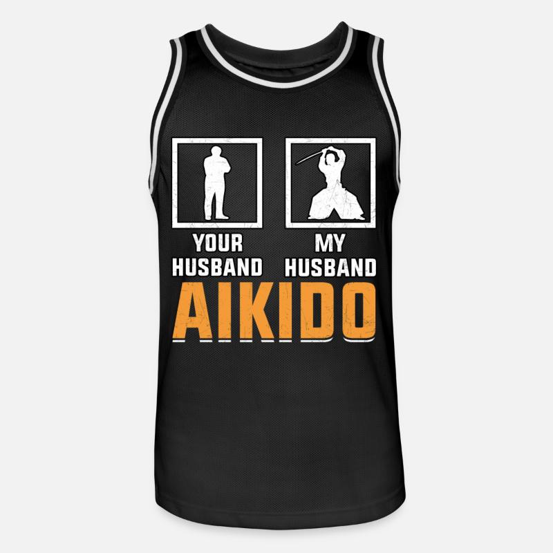 Aikido Ehemann - Männer Basketball-Trikot - Schwarz/Weiß