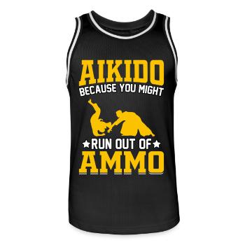 Aikido, weil dir die Munition ausgehen könnte - Männer Basketball-Trikot - Schwarz/Weiß - Vorne - AI Model Male 185 dark (185cm)