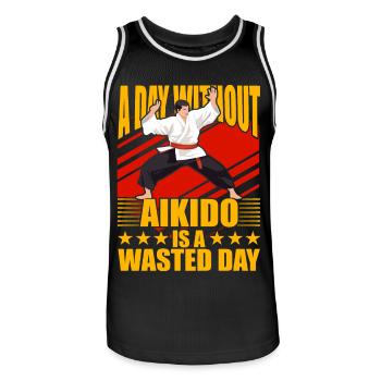 Ein Tag ohne Aikido ist ein Abfalltag - Männer Basketball-Trikot - Schwarz/Weiß - Vorne - AI Model Male 185 dark (185cm)