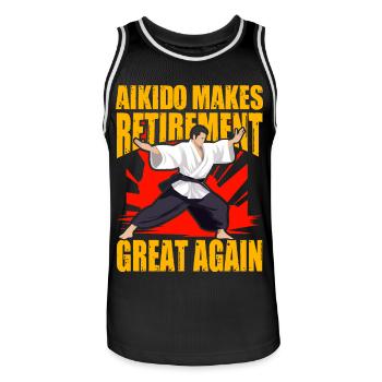 L’aïkido redonne sa grandeur à la retraite - Maillot de basket Homme - noir/blanc - Devant - AI Model Male 185 dark (185cm)