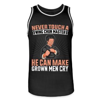 Never touch a Wing Chun Master he can make grown - Men's Basketball Jersey - black/white - Front - AI Model Male 185 dark (185cm)