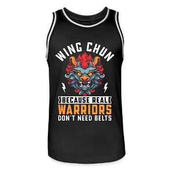 Wing Chun because real Warriors don't need belts - Men's Basketball Jersey - black/white - Front - AI Model Male 185 dark (185cm)