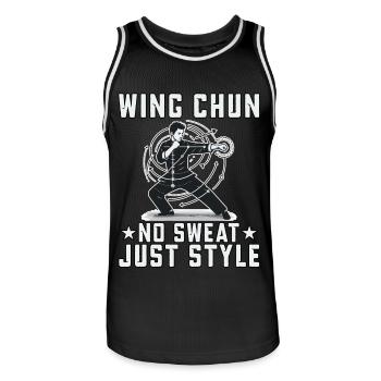 Wing Chun no sweat just style - Men's Basketball Jersey - black/white - Front - AI Model Male 185 dark (185cm)