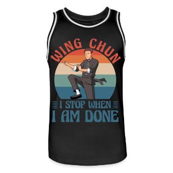 Wing Chun : j’arrête quand j’ai fini - Maillot de basket Homme - noir/blanc - Devant - AI Model Male 185 dark (185cm)