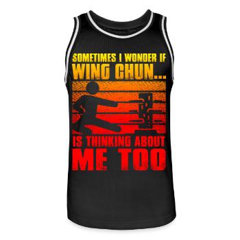 Parfois, je me demande si le Wing Chun pense à - Maillot de basket Homme - noir/blanc - Devant - AI Model Male 185 dark (185cm)