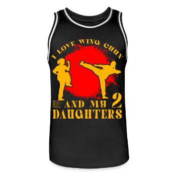 J’adore le Wing chun et mes 2 filles - Maillot de basket Homme - noir/blanc - Devant - AI Model Male 185 dark (185cm)