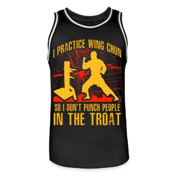 Ich übe Wing Chun, damit ich die Leute nicht einschlage - Männer Basketball-Trikot - Schwarz/Weiß - Vorne - AI Model Male 185 dark (185cm)