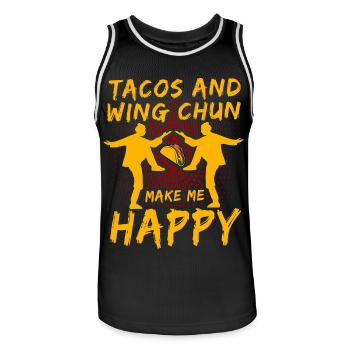 Tacos and Wing Chun make me Happy - Men's Basketball Jersey - black/white - Front - AI Model Male 185 dark (185cm)