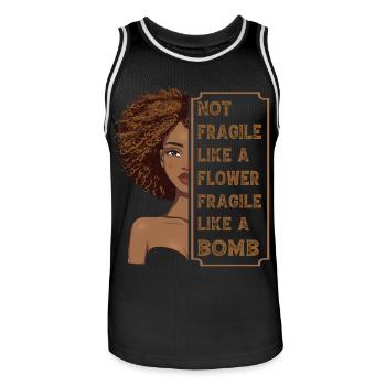 Nicht zerbrechlich wie eine Blume, zerbrechlich wie eine Bombe - Männer Basketball-Trikot - Schwarz/Weiß - Vorne - AI Model Male 185 dark (185cm)