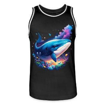 Blue Whale - Men's Basketball Jersey - black/white - Front - AI Model Male 185 dark (185cm)