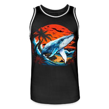 Blue Whale - Men's Basketball Jersey - black/white - Front - AI Model Male 185 dark (185cm)