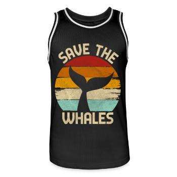 Save the Whales - Men's Basketball Jersey - black/white - Front - AI Model Male 185 dark (185cm)