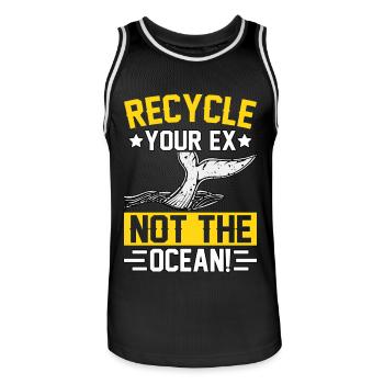 Recyceln Sie Ihren Ex, nicht den Ozean - Männer Basketball-Trikot - Schwarz/Weiß - Vorne - AI Model Male 185 dark (185cm)