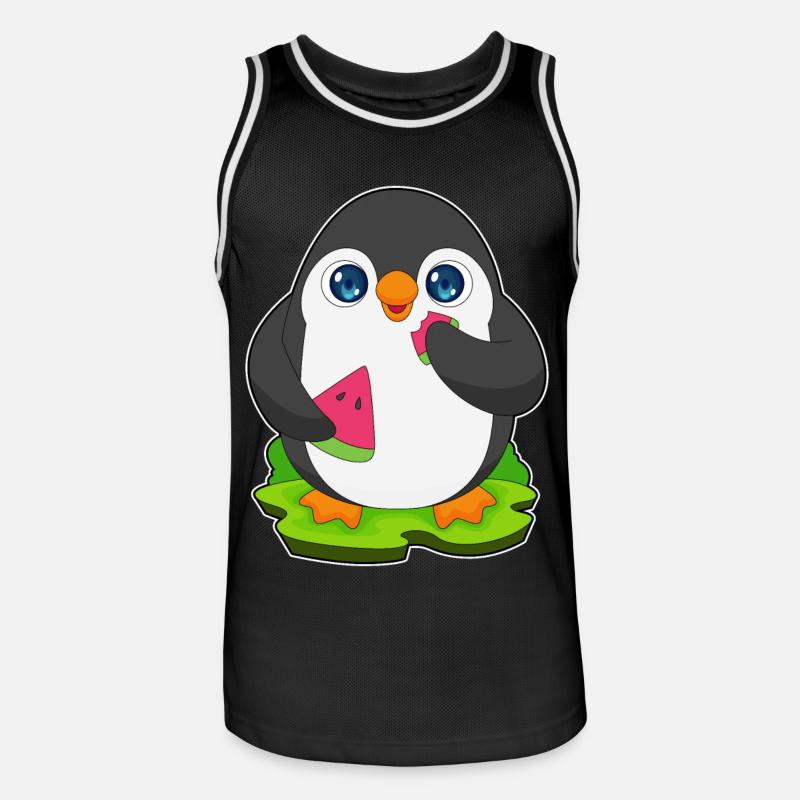 Fruit de pastèque pingouin - Maillot de basket Homme - noir/blanc