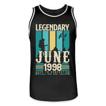 Juni 1998 Geburtstagsgeschenk, Jahrgang Juni 1998. - Männer Basketball-Trikot - Schwarz/Weiß - Vorne - AI Model Male 185 dark (185cm)