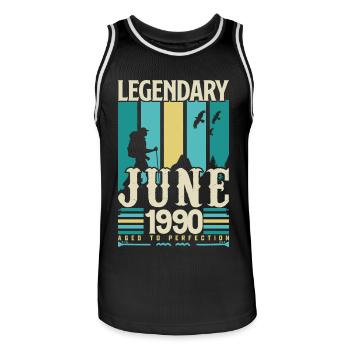 cadeau Anniversaire Juin 1990, Vintage juin 1990. - Maillot de basket Homme - noir/blanc - Devant - AI Model Male 185 dark (185cm)
