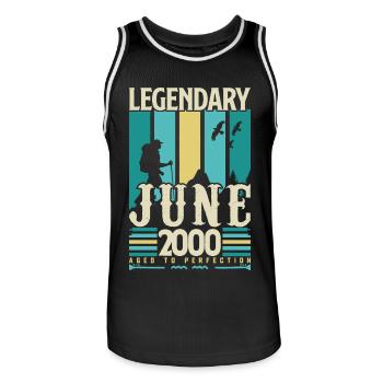 June 2000 Birthday Gift, Vintage June 2000. - Men's Basketball Jersey - black/white - Front - AI Model Male 185 dark (185cm)