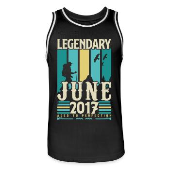 June 2017 Birthday Gift, Vintage June 2017. - Men's Basketball Jersey - black/white - Front - AI Model Male 185 dark (185cm)
