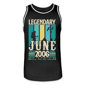 cadeau Anniversaire Juin 2006, Vintage juin 2006. - Maillot de basket Homme - noir/blanc - Devant - AI Model Male 185 dark (185cm)
