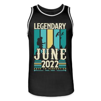 Juni 2022 Geburtstagsgeschenk, Jahrgang Juni 2022. - Männer Basketball-Trikot - Schwarz/Weiß - Vorne - AI Model Male 185 dark (185cm)