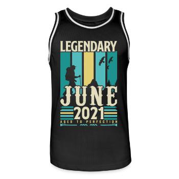 cadeau Anniversaire Juin 2021, Vintage juin 2021. - Maillot de basket Homme - noir/blanc - Devant - AI Model Male 185 dark (185cm)