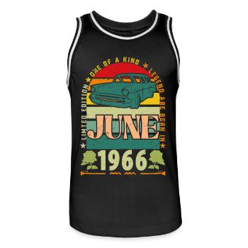 June 1966 Birthday Gift. June 1966 June 1966 - Men's Basketball Jersey - black/white - Front - AI Model Male 185 dark (185cm)