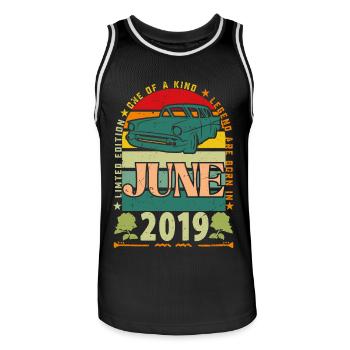 Geburtstagsgeschenk Juni 2019. Juni 2019 Juni 2019 - Männer Basketball-Trikot - Schwarz/Weiß - Vorne - AI Model Male 185 dark (185cm)