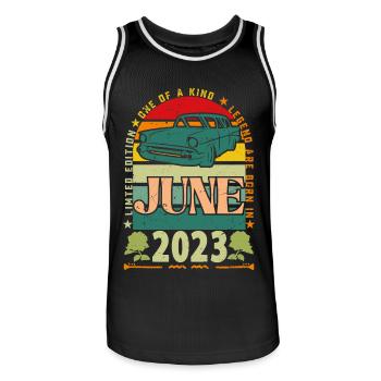 Geburtstagsgeschenk Juni 2023. Juni 2023 Juni 2023 - Männer Basketball-Trikot - Schwarz/Weiß - Vorne - AI Model Male 185 dark (185cm)
