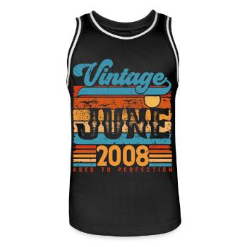 Juin 2008, Cadeau Anniversaire Vintage juin 2008. - Maillot de basket Homme - noir/blanc - Devant - AI Model Male 185 dark (185cm)